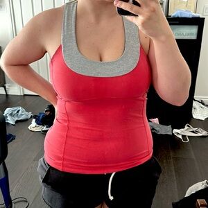 Pink Lululemon tank compression built-in support size L